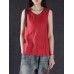 Women Vintage Sleeveless Pure Color Tank Tops Women Vintage Sleeveless Pure Color Tank Tops