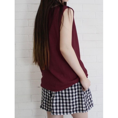 Women Sleeveless Solid Color Loose Vintage Tank Tops Women Sleeveless Solid Color Loose Vintage Tank Tops