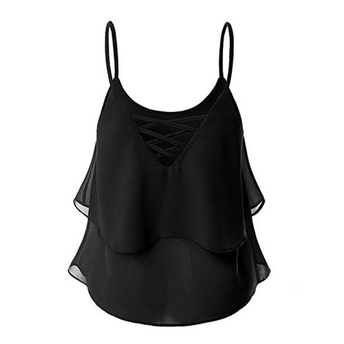 Casual Women Chiffon Sleeveless Irregular Hem Strap Tops Casual Women Chiffon Sleeveless Irregular Hem Strap Tops