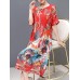 Plus Size Silk A-Line Short Sleeve Chinese Style Dress Plus Size Silk A-Line Short Sleeve Chinese Style Dress