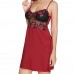 Transparent Mesh Lace Embroidery Floral Nightgown Transparent Mesh Lace Embroidery Floral Nightgown