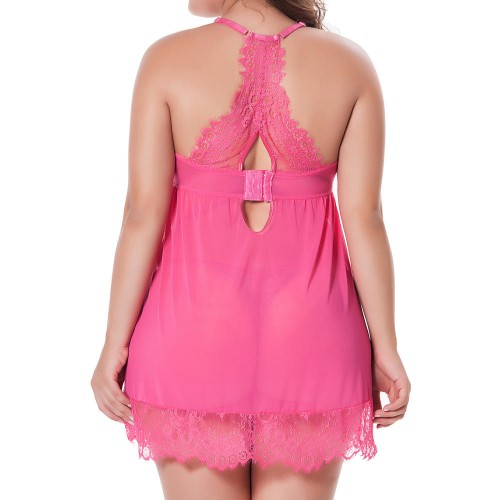Plus Size Sexy Lace Sling Dress Translucent Mesh Women Sleepwear Plus Size Sexy Lace Sling Dress Translucent Mesh Women Sleepwear