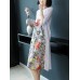 Elegant Floral Print Embroidered A-line O-neck Dress Elegant Floral Print Embroidered A-line O-neck Dress