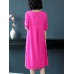 Elegant Floral Print Embroidered A-line O-neck Dress Elegant Floral Print Embroidered A-line O-neck Dress