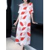 Elegant Women Floral Print O-neck A-line Dress Elegant Women Floral Print O-neck A-line Dress