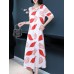 Elegant Women Floral Print O-neck A-line Dress Elegant Women Floral Print O-neck A-line Dress
