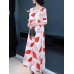 Elegant Women Floral Print O-neck A-line Dress Elegant Women Floral Print O-neck A-line Dress