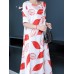 Elegant Women Floral Print O-neck A-line Dress Elegant Women Floral Print O-neck A-line Dress