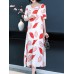 Elegant Women Floral Print O-neck A-line Dress Elegant Women Floral Print O-neck A-line Dress