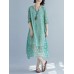 Elegant Women Floral Print Half Sleeves V-neck Loose Dress Elegant Women Floral Print Half Sleeves V-neck Loose Dress