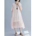 Elegant Women Floral Print Half Sleeves V-neck Loose Dress Elegant Women Floral Print Half Sleeves V-neck Loose Dress