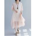 Elegant Women Floral Print Half Sleeves V-neck Loose Dress Elegant Women Floral Print Half Sleeves V-neck Loose Dress