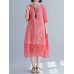 Elegant Women Floral Print Half Sleeves V-neck Loose Dress Elegant Women Floral Print Half Sleeves V-neck Loose Dress