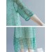 Elegant Women Floral Print Half Sleeves V-neck Loose Dress Elegant Women Floral Print Half Sleeves V-neck Loose Dress