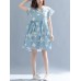 Vintage Floral Print V-neck Flared Sleeves Pleated Dress M-5XL Vintage Floral Print V-neck Flared Sleeves Pleated Dress M-5XL