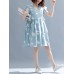 Vintage Floral Print V-neck Flared Sleeves Pleated Dress M-5XL Vintage Floral Print V-neck Flared Sleeves Pleated Dress M-5XL