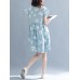 Vintage Floral Print V-neck Flared Sleeves Pleated Dress M-5XL Vintage Floral Print V-neck Flared Sleeves Pleated Dress M-5XL