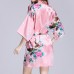 Silk Peacock Middle Sleeve Pajamas Waist Straps Sexy Bathrobes Women Sleepwear Silk Peacock Middle Sleeve Pajamas Waist Straps Sexy Bathrobes Women Sleepwear