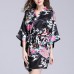 Silk Peacock Middle Sleeve Pajamas Waist Straps Sexy Bathrobes Women Sleepwear Silk Peacock Middle Sleeve Pajamas Waist Straps Sexy Bathrobes Women Sleepwear