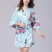 Silk Peacock Middle Sleeve Pajamas Waist Straps Sexy Bathrobes Women Sleepwear Silk Peacock Middle Sleeve Pajamas Waist Straps Sexy Bathrobes Women Sleepwear