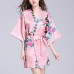 Silk Peacock Middle Sleeve Pajamas Waist Straps Sexy Bathrobes Women Sleepwear Silk Peacock Middle Sleeve Pajamas Waist Straps Sexy Bathrobes Women Sleepwear