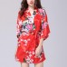 Silk Peacock Middle Sleeve Pajamas Waist Straps Sexy Bathrobes Women Sleepwear Silk Peacock Middle Sleeve Pajamas Waist Straps Sexy Bathrobes Women Sleepwear