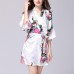 Silk Peacock Middle Sleeve Pajamas Waist Straps Sexy Bathrobes Women Sleepwear Silk Peacock Middle Sleeve Pajamas Waist Straps Sexy Bathrobes Women Sleepwear