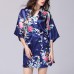Silk Peacock Middle Sleeve Pajamas Waist Straps Sexy Bathrobes Women Sleepwear Silk Peacock Middle Sleeve Pajamas Waist Straps Sexy Bathrobes Women Sleepwear