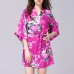 Silk Peacock Middle Sleeve Pajamas Waist Straps Sexy Bathrobes Women Sleepwear Silk Peacock Middle Sleeve Pajamas Waist Straps Sexy Bathrobes Women Sleepwear
