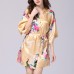 Silk Peacock Middle Sleeve Pajamas Waist Straps Sexy Bathrobes Women Sleepwear Silk Peacock Middle Sleeve Pajamas Waist Straps Sexy Bathrobes Women Sleepwear