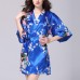 Silk Peacock Middle Sleeve Pajamas Waist Straps Sexy Bathrobes Women Sleepwear Silk Peacock Middle Sleeve Pajamas Waist Straps Sexy Bathrobes Women Sleepwear
