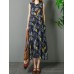 Cotton Sleeveless V-neck Pineapple Pattern Beach Dress Cotton Sleeveless V-neck Pineapple Pattern Beach Dress