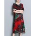 Floral Print O-neck Half Sleeve Dress Floral Print O-neck Half Sleeve Dress