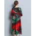 Floral Print O-neck Half Sleeve Dress Floral Print O-neck Half Sleeve Dress