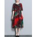 Floral Print O-neck Half Sleeve Dress Floral Print O-neck Half Sleeve Dress