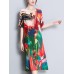 Short Sleeve Strapped Cuff Floral Print Dress Short Sleeve Strapped Cuff Floral Print Dress