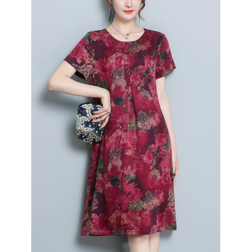 Floral Print Short Sleeve Pocket Dress Floral Print Short Sleeve Pocket Dress