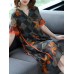 Semi-sheer Floral print Button V-neck Dress Semi-sheer Floral print Button V-neck Dress