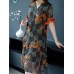 Semi-sheer Floral print Button V-neck Dress Semi-sheer Floral print Button V-neck Dress