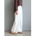 Women Casual Solid Elastic Waist Cotton Wide Leg Pants Women Casual Solid Elastic Waist Cotton Wide Leg Pants