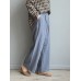 Women Casual Solid Elastic Waist Cotton Wide Leg Pants Women Casual Solid Elastic Waist Cotton Wide Leg Pants