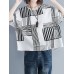 Casual Women Cotton Linen Loose Plaid Batwing Sleeve Shirts Casual Women Cotton Linen Loose Plaid Batwing Sleeve Shirts