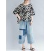 Casual Women Loose Cotton Print Geometric Pattern Round Neck Short Sleeve T-Shirts Casual Women Loose Cotton Print Geometric Pattern Round Neck Short Sleeve T-Shirts
