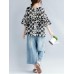 Casual Women Loose Cotton Print Geometric Pattern Round Neck Short Sleeve T-Shirts Casual Women Loose Cotton Print Geometric Pattern Round Neck Short Sleeve T-Shirts