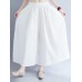 Wide Leg Vintage Women Retro Cotton Linen Elastic Waist White Pants Wide Leg Vintage Women Retro Cotton Linen Elastic Waist White Pants