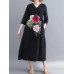Floral Embroidery A-line V-neck Long Sleeve Maxi Dress Floral Embroidery A-line V-neck Long Sleeve Maxi Dress