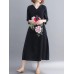 Floral Embroidery A-line V-neck Long Sleeve Maxi Dress Floral Embroidery A-line V-neck Long Sleeve Maxi Dress