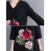 Floral Embroidery A-line V-neck Long Sleeve Maxi Dress Floral Embroidery A-line V-neck Long Sleeve Maxi Dress