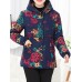 Vintage Women Printed Long Sleeve Fleece Hooded Coats Vintage Women Printed Long Sleeve Fleece Hooded Coats