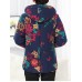 Vintage Women Printed Long Sleeve Fleece Hooded Coats Vintage Women Printed Long Sleeve Fleece Hooded Coats